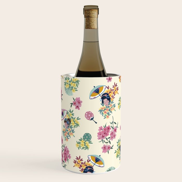 Pastel pink oriental pattern Wine Chiller Gallery Image 2