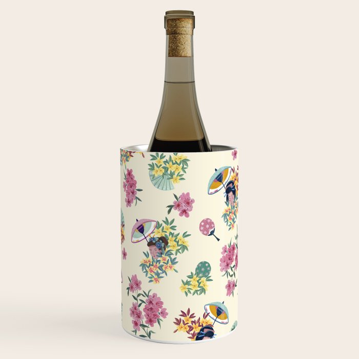 Pastel pink oriental pattern Wine Chiller Gallery Image 3