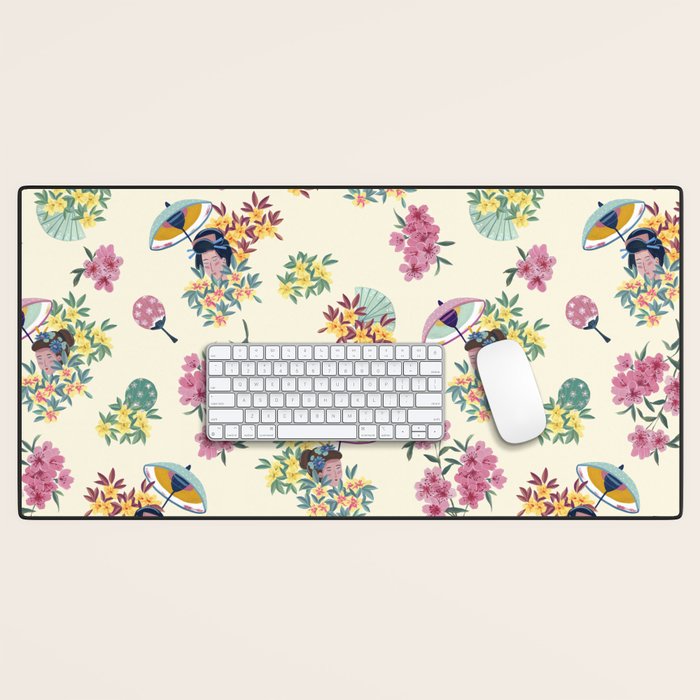 Pastel pink oriental pattern Desk Mat Gallery Image 1