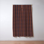 Gingham Check Dark Plaid Pattern in Navy Blue and Burnt Orange Window Curtain Gallery Image 3