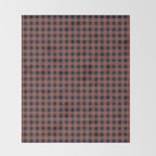 Gingham Check Dark Plaid Pattern in Navy Blue and Burnt Orange Throw Blanket Gallery Image 2