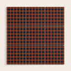 Gingham Check Dark Plaid Pattern in Navy Blue and Burnt Orange Wood Wall Art Gallery Image 1