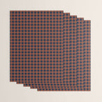 Gingham Check Dark Plaid Pattern in Navy Blue and Burnt Orange Wrapping Paper Gallery Image 3