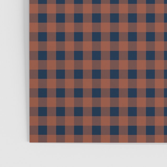 Gingham Check Dark Plaid Pattern in Navy Blue and Burnt Orange Poster Gallery Image 3
