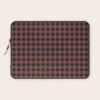 Gingham Check Dark Plaid Pattern in Navy Blue and Burnt Orange Laptop Sleeve Gallery Image 1