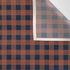 Gingham Check Dark Plaid Pattern in Navy Blue and Burnt Orange Wall Tapestry Gallery Image 3