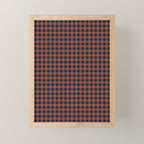 Gingham Check Dark Plaid Pattern in Navy Blue and Burnt Orange Mini Art Print Gallery Image 1
