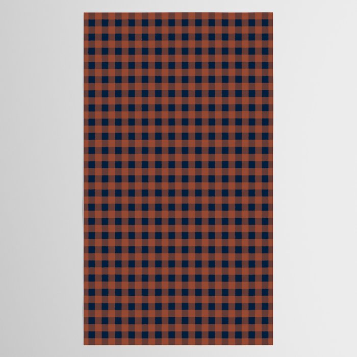 Gingham Check Dark Plaid Pattern in Navy Blue and Burnt Orange Tablecloth Gallery Image 2