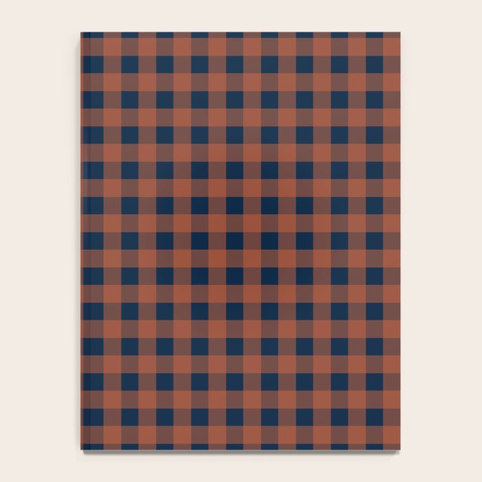 Gingham Check Dark Plaid Pattern in Navy Blue and Burnt Orange Notebook Gallery Image 4