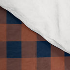 Gingham Check Dark Plaid Pattern in Navy Blue and Burnt Orange Comforter Gallery Image 4