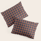 Gingham Check Dark Plaid Pattern in Navy Blue and Burnt Orange Pillow Sham Gallery Image 3