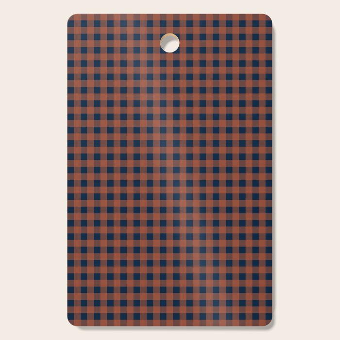 Gingham Check Dark Plaid Pattern in Navy Blue and Burnt Orange Cutting Board Gallery Image 1