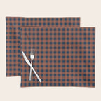 Gingham Check Dark Plaid Pattern in Navy Blue and Burnt Orange Placemat Gallery Image 1