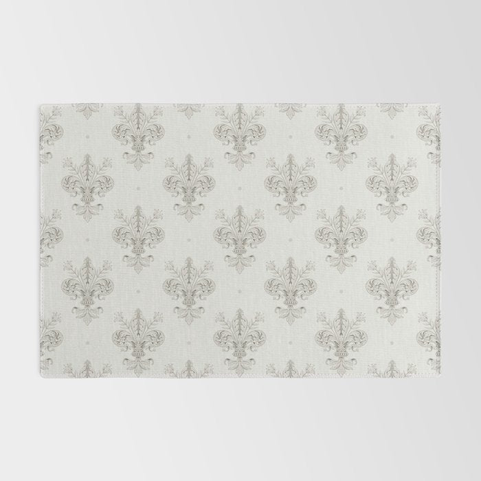 Fleur De Lis In Cool Neutral Grey Rug Gallery Image 2