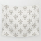 Fleur De Lis In Cool Neutral Grey Wall Tapestry Gallery Image 4