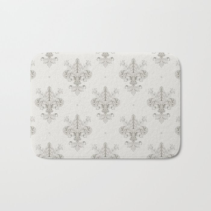 Fleur De Lis In Cool Neutral Grey Bath Mat Gallery Image 1