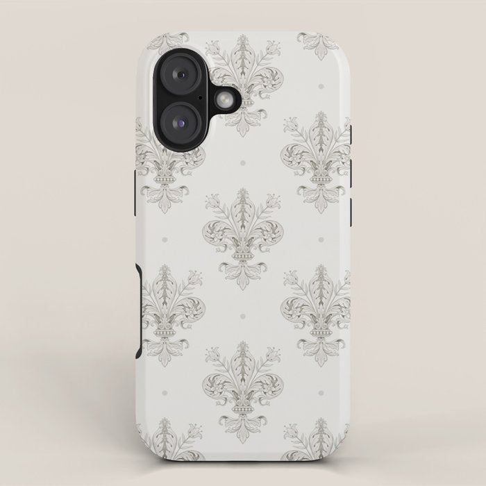 Fleur De Lis In Cool Neutral Grey iPhone Case Gallery Image 1