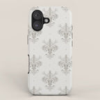 Fleur De Lis In Cool Neutral Grey iPhone Case Gallery Image 1