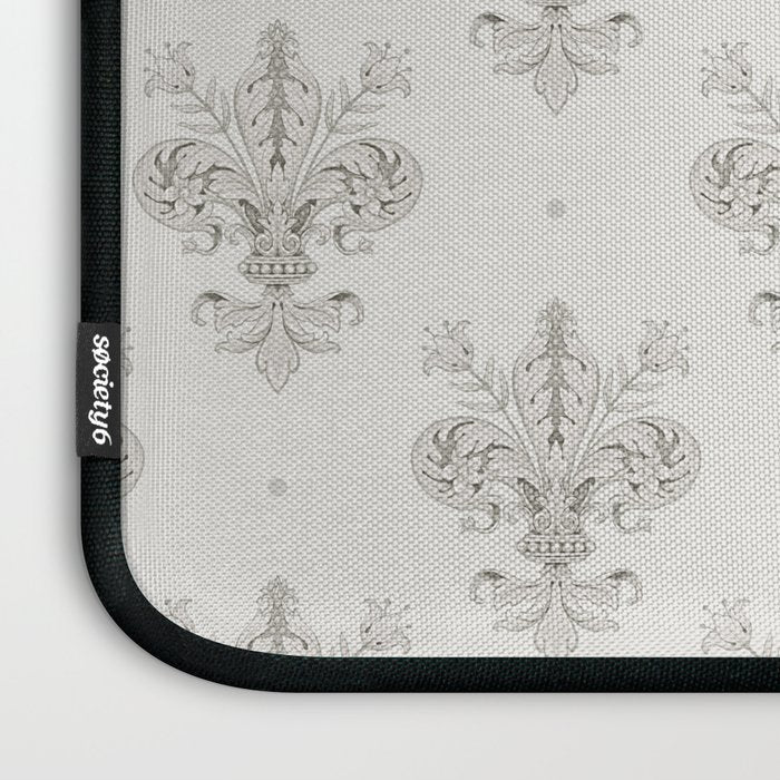 Fleur De Lis In Cool Neutral Grey Laptop Sleeve Gallery Image 3
