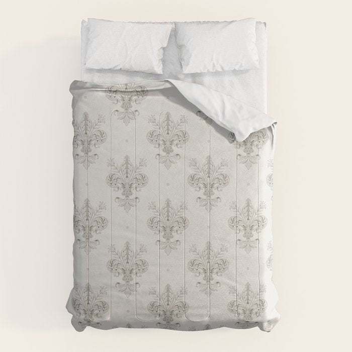 Fleur De Lis In Cool Neutral Grey Comforter Gallery Image 6
