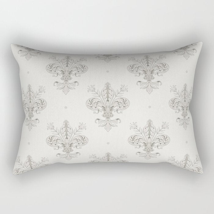 Fleur De Lis In Cool Neutral Grey Rectangular Pillow Gallery Image 1