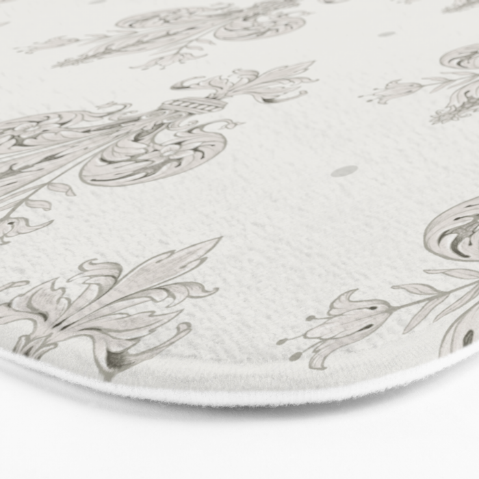 Fleur De Lis In Cool Neutral Grey Bath Mat Gallery Image 3