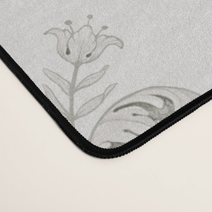 Fleur De Lis In Cool Neutral Grey Desk Mat Gallery Image 4