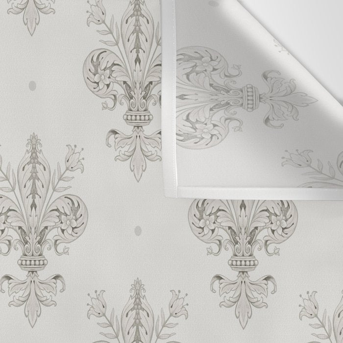 Fleur De Lis In Cool Neutral Grey Wall Tapestry Gallery Image 3