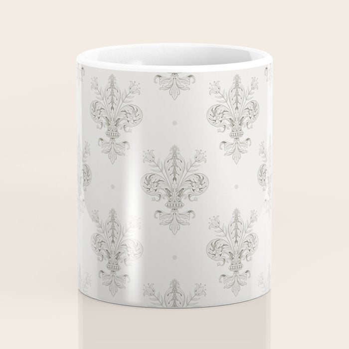 Fleur De Lis In Cool Neutral Grey Coffee Mug Gallery Image 4