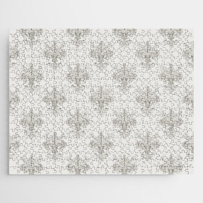 Fleur De Lis In Cool Neutral Grey Jigsaw Puzzle Gallery Image 1