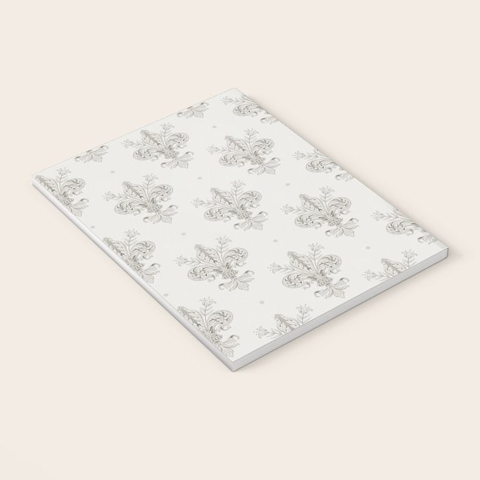 Fleur De Lis In Cool Neutral Grey Notebook Gallery Image 3