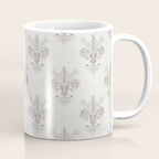 Fleur De Lis In Cool Neutral Grey Coffee Mug Gallery Image 1