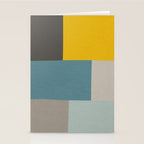 Teal Mustard Gray Modern Patchwork  Stationery Card Gallery Image 2