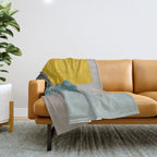 Teal Mustard Gray Modern Patchwork  Throw Blanket Gallery Image 1