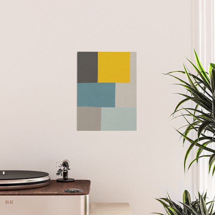 Teal Mustard Gray Modern Patchwork  Poster Gallery Image 2
