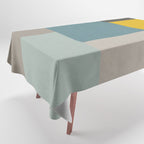 Teal Mustard Gray Modern Patchwork  Tablecloth Gallery Image 1
