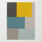 Teal Mustard Gray Modern Patchwork  Poster Gallery Image 4