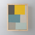 Teal Mustard Gray Modern Patchwork  Mini Art Print Gallery Image 1