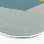 Teal Mustard Gray Modern Patchwork  Bath Mat Gallery Image 3