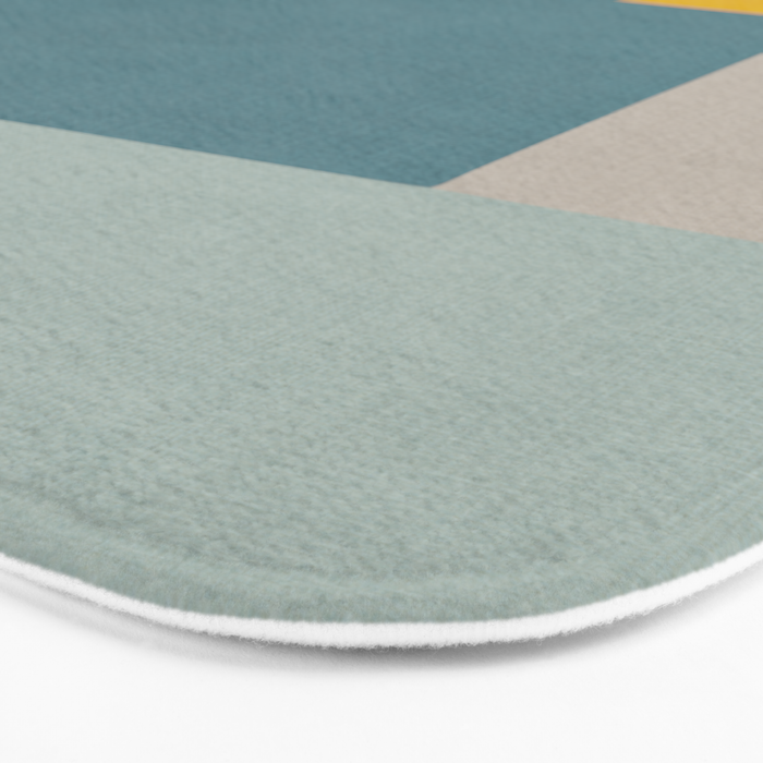 Teal Mustard Gray Modern Patchwork  Bath Mat Gallery Image 3