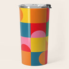Colorful Mid Century Bauhaus Geometric Abstraction squares and half circles pattern bold colors Travel Mug Gallery Image 2