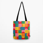 Colorful Mid Century Bauhaus Geometric Abstraction squares and half circles pattern bold colors Tote Bag Gallery Image 2