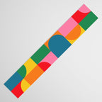 Colorful Mid Century Bauhaus Geometric Abstraction squares and half circles pattern bold colors Table Runner Gallery Image 3