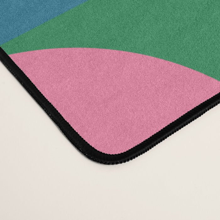 Colorful Mid Century Bauhaus Geometric Abstraction squares and half circles pattern bold colors Desk Mat Gallery Image 4