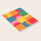 Colorful Mid Century Bauhaus Geometric Abstraction squares and half circles pattern bold colors Notebook Gallery Image 2