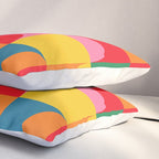 Colorful Mid Century Bauhaus Geometric Abstraction squares and half circles pattern bold colors Pillow Sham Gallery Image 3