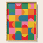 Colorful Mid Century Bauhaus Geometric Abstraction squares and half circles pattern bold colors Serving Tray Gallery Image 1