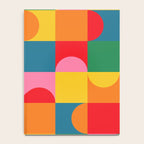 Colorful Mid Century Bauhaus Geometric Abstraction squares and half circles pattern bold colors Notebook Gallery Image 4