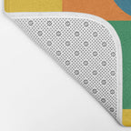 Colorful Mid Century Bauhaus Geometric Abstraction squares and half circles pattern bold colors Bath Mat Gallery Image 2
