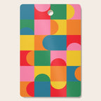 Colorful Mid Century Bauhaus Geometric Abstraction squares and half circles pattern bold colors Cutting Board Gallery Image 1